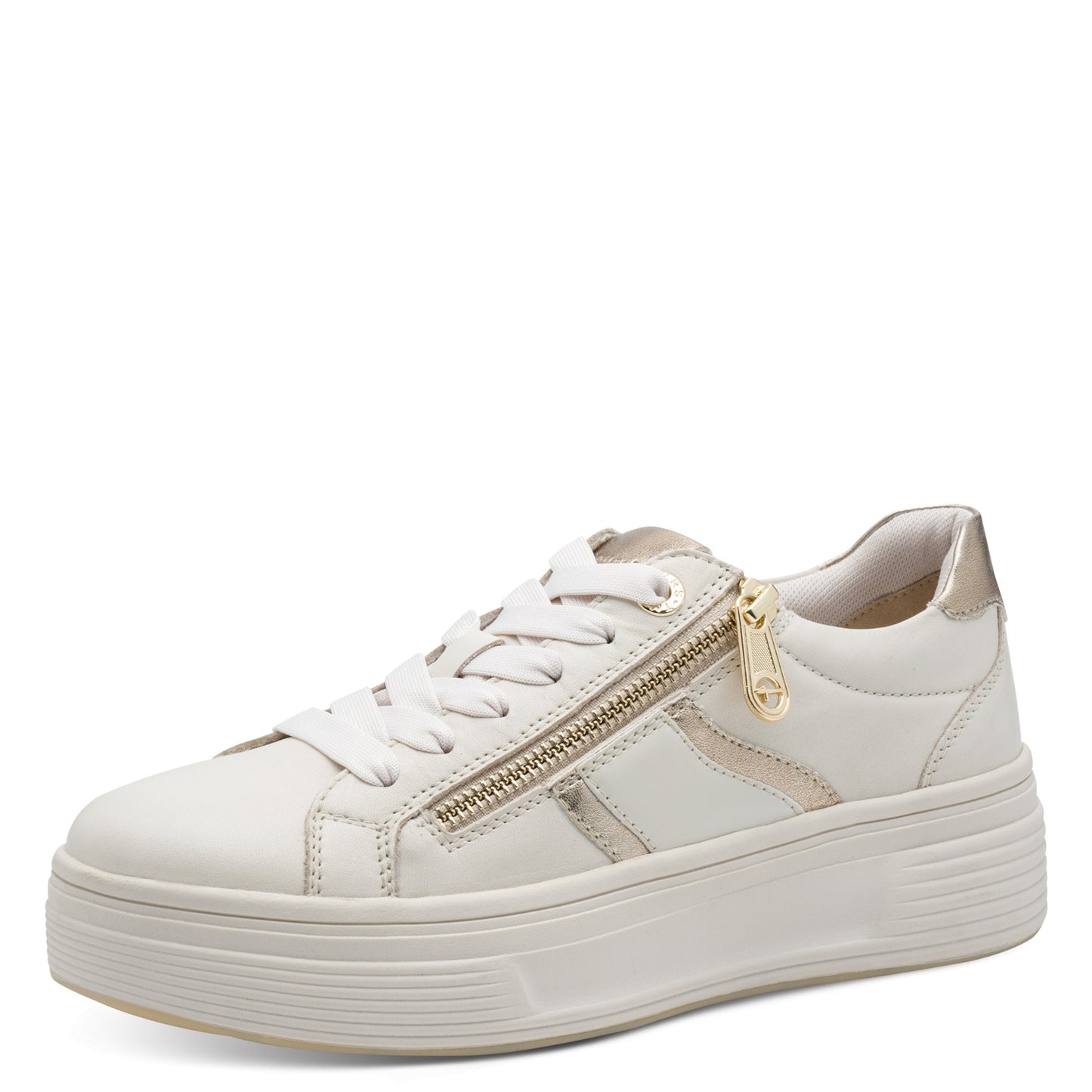 Tamaris Comfort 8-83716-44 190 Cream/Gold Zip Trainers with Zip