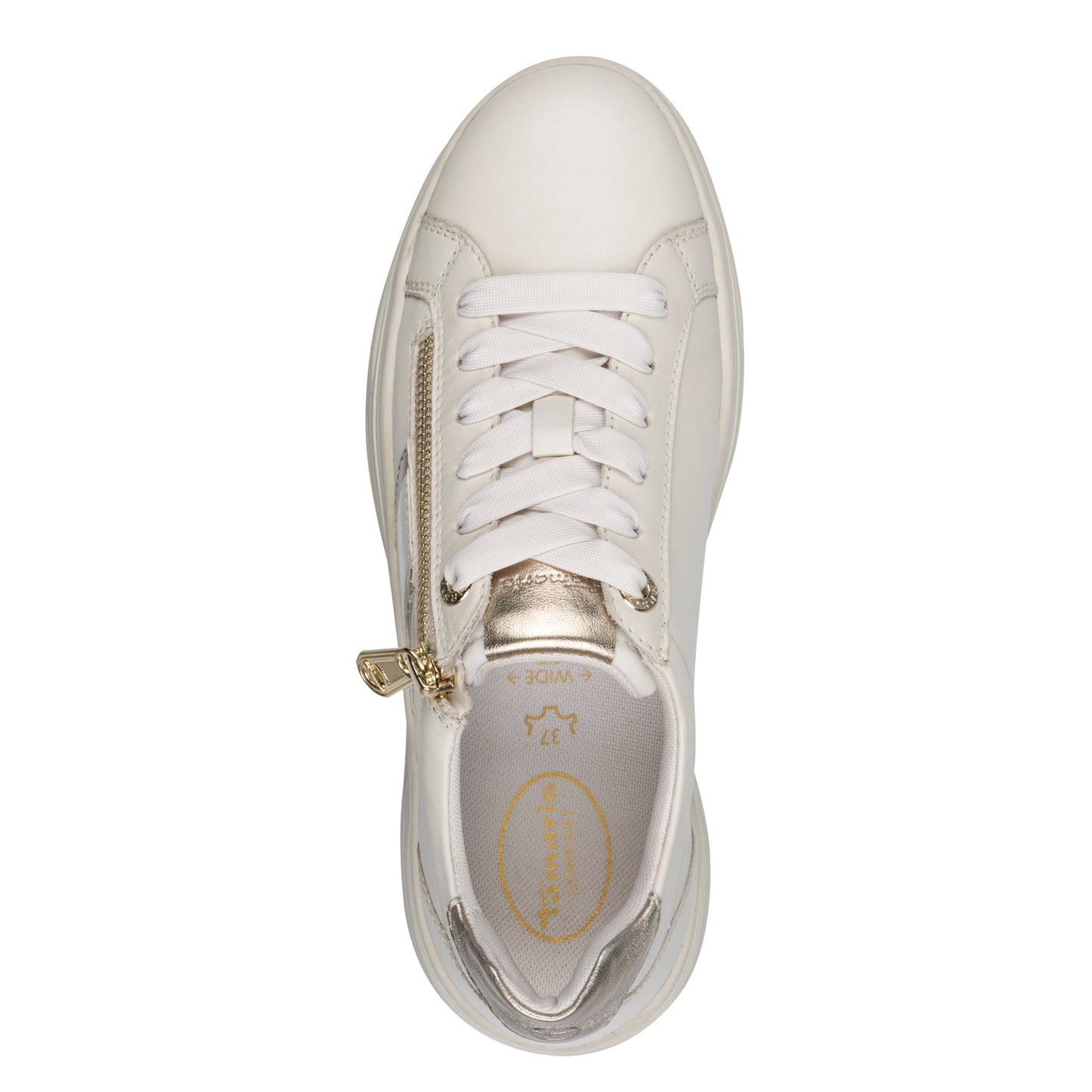 Tamaris Comfort 8-83716-44 190 Cream/Gold Zip Trainers with Zip
