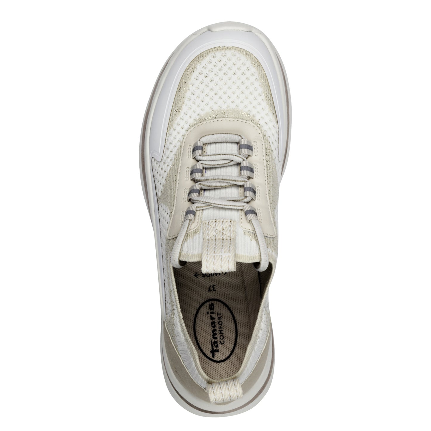 Tamaris Comfort 8-83727-44-400 White Beige Mesh Combi Slip On Sneakers