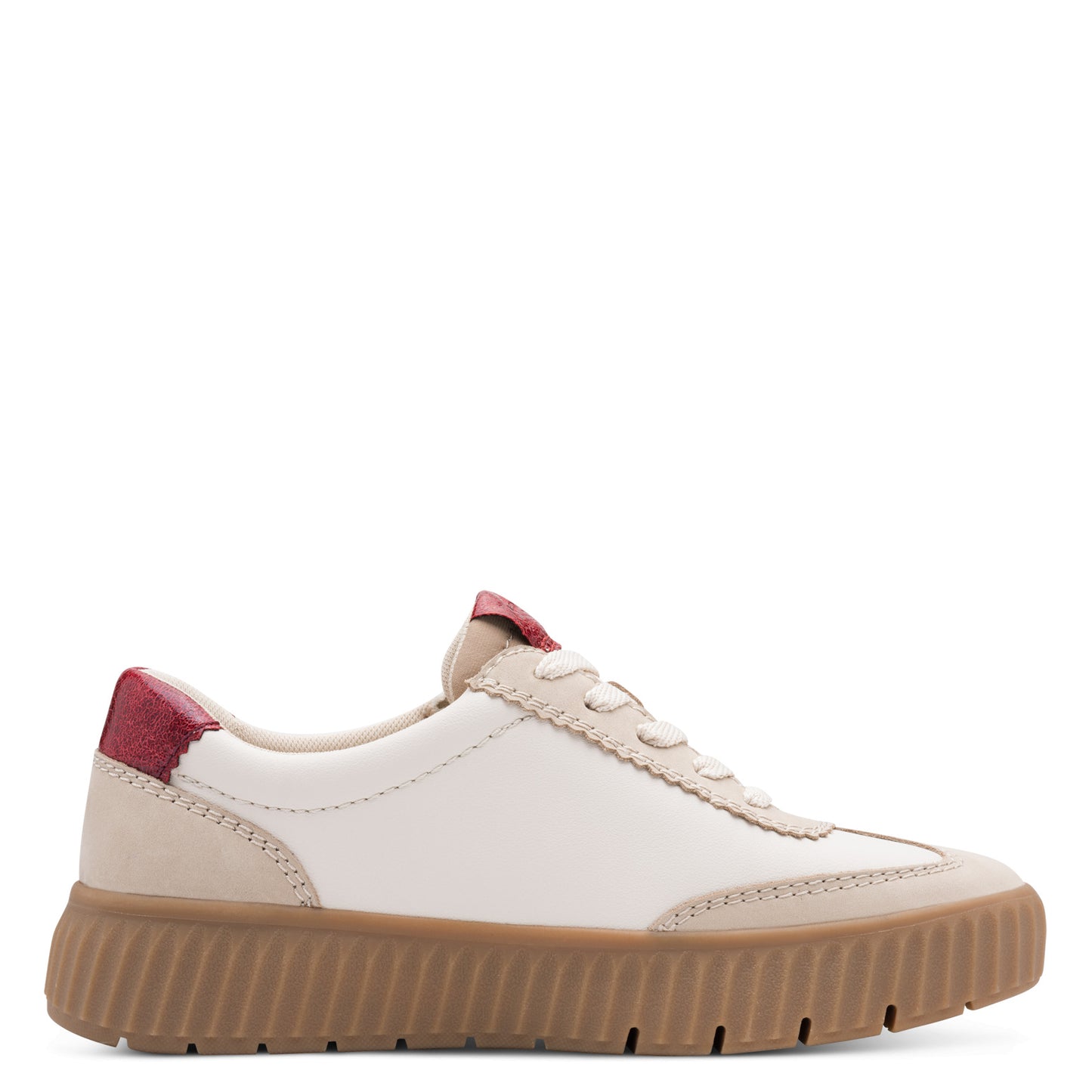 Tamaris Comfort 8-83729-45 435 H Fit Beige & Red Combi Trainers with Zip