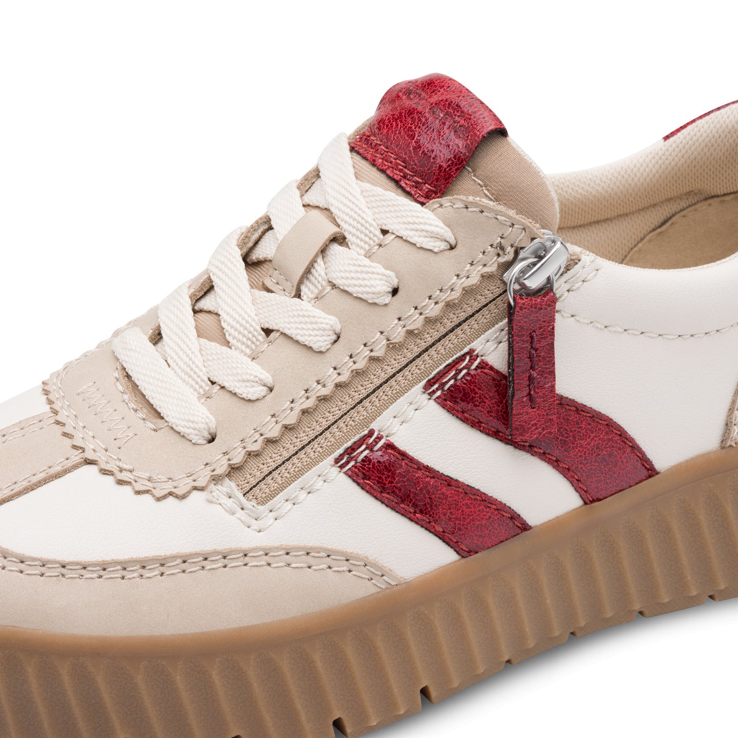 Tamaris Comfort 8-83729-45 435 H Fit Beige & Red Combi Trainers with Zip