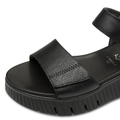 Tamaris Comfort 8-88720-44-001 Black Velcro Sandals with Slingback Strap
