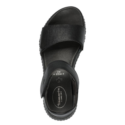 Tamaris Comfort 8-88720-44-001 Black Velcro Sandals with Slingback Strap