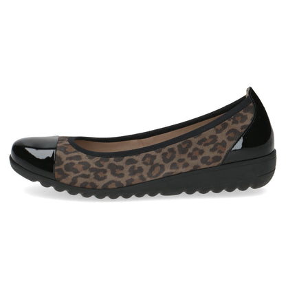 Caprice 9-22103-41 011 Black Leopard Combi Slip On Pump Shoes