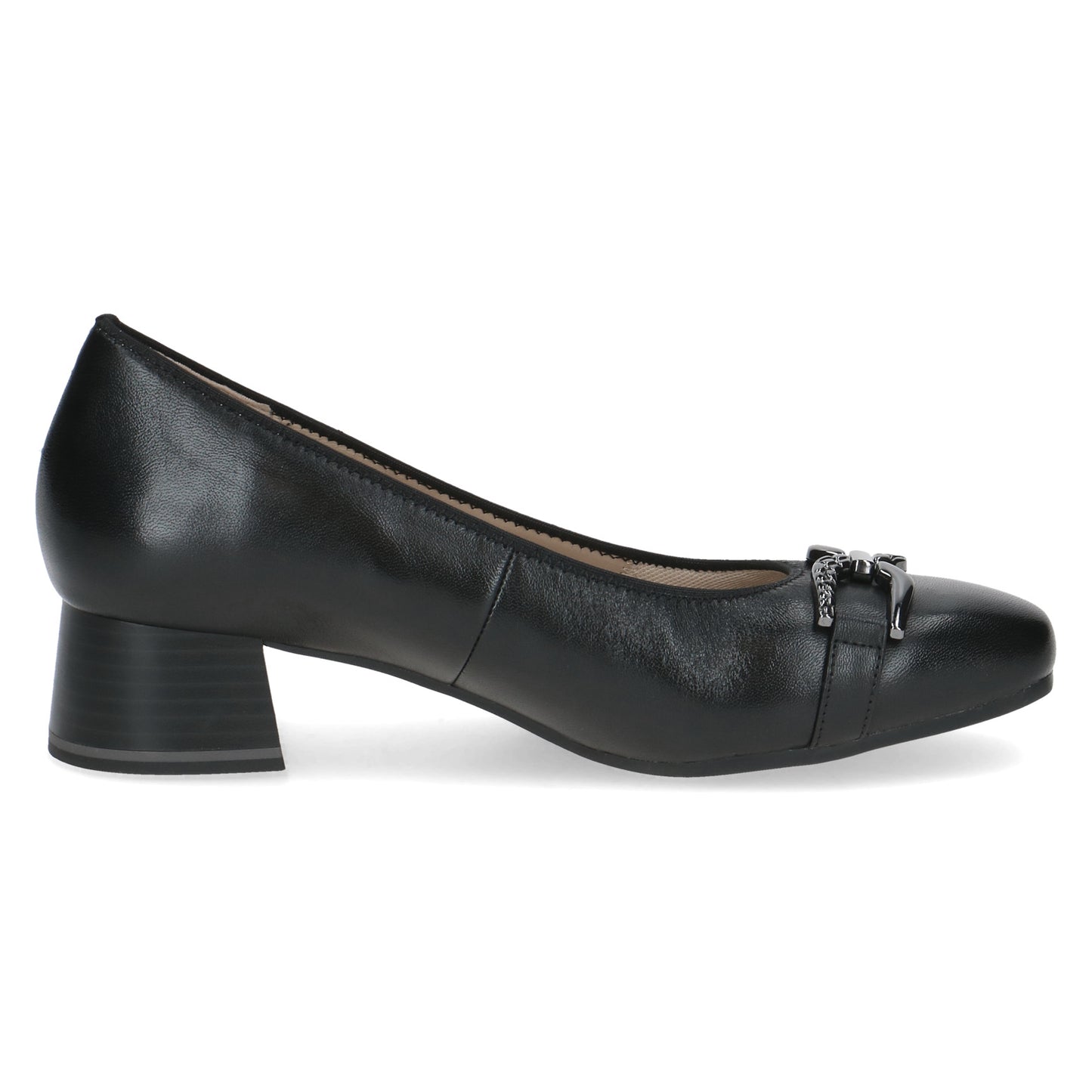 Caprice 9-22304-45 022 Black Nappa Slip On Block Heel Pumps