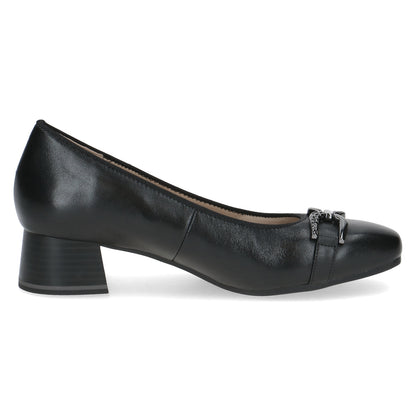 Caprice 9-22304-45 022 Black Nappa Slip On Block Heel Pumps