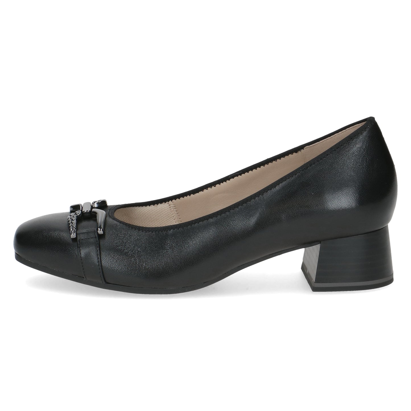 Caprice 9-22304-45 022 Black Nappa Slip On Block Heel Pumps
