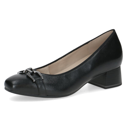 Caprice 9-22304-45 022 Black Nappa Slip On Block Heel Pumps