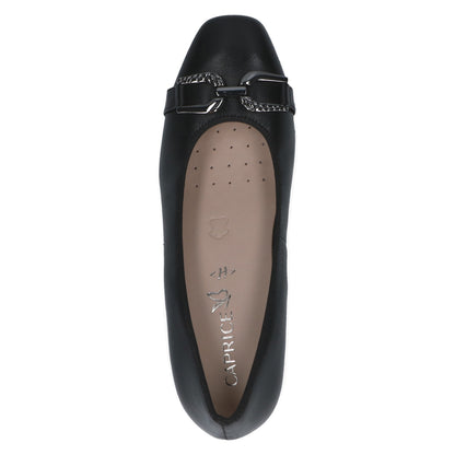 Caprice 9-22304-45 022 Black Nappa Slip On Block Heel Pumps