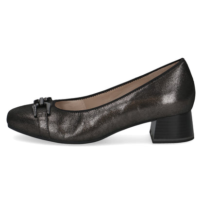 Caprice 9-22304-45 289 Dark Grey Metallic Slip On Block Heel Pumps