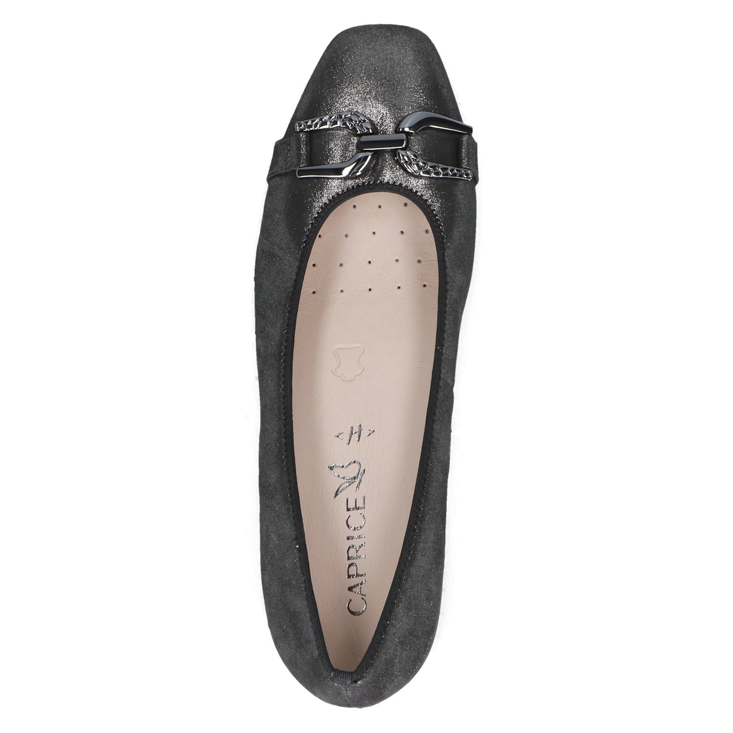 Caprice 9-22304-45 289 Dark Grey Metallic Slip On Block Heel Pumps