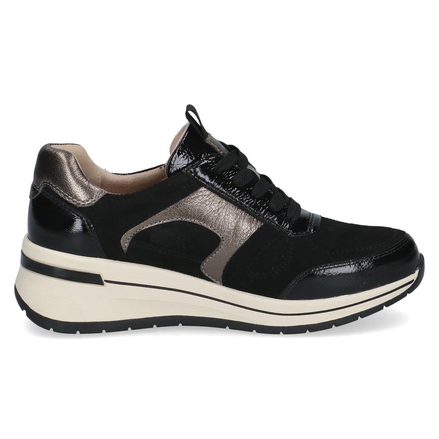 Caprice 9-23300-44 020 Black Combi H Fit Sneakers with Zip