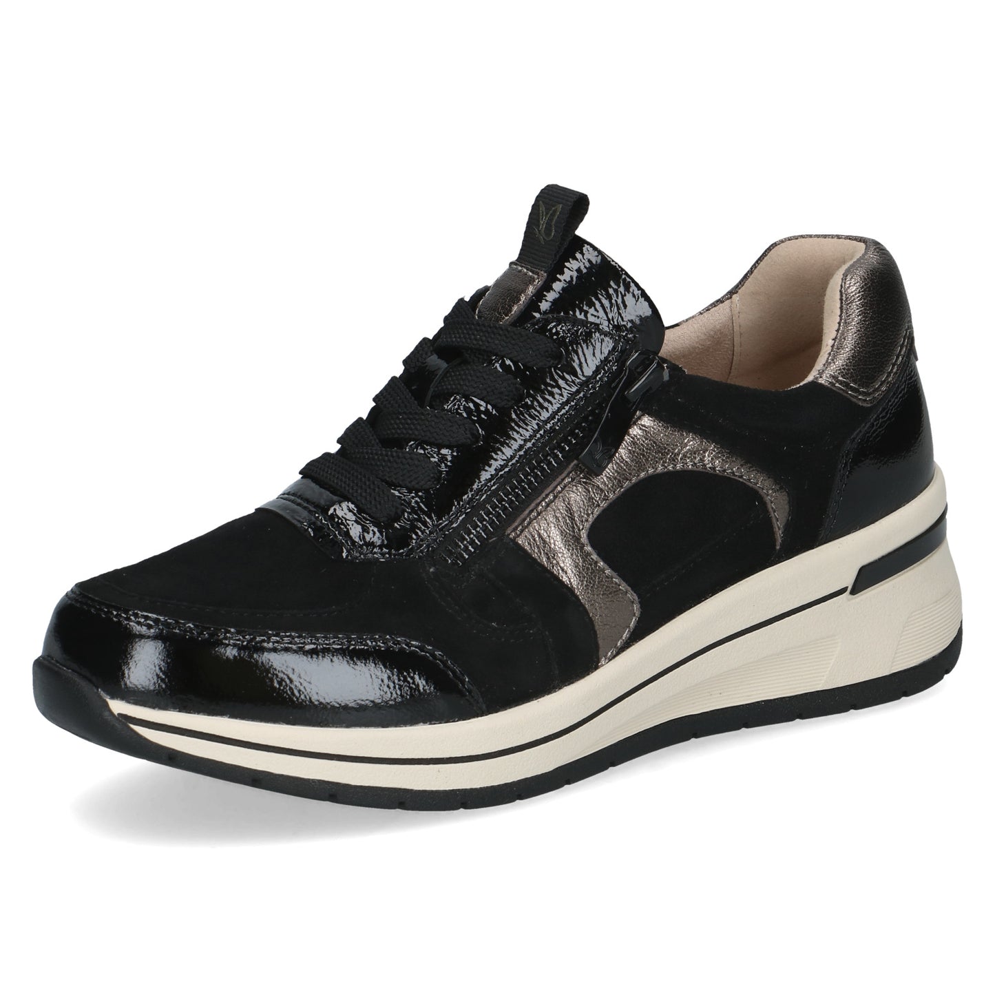 Caprice 9-23300-44 020 Black Combi H Fit Sneakers with Zip