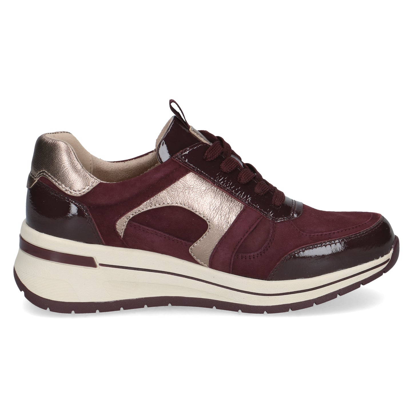 Caprice 9-23300-44 551 Bordeaux Combi H Fit Sneakers with Zip
