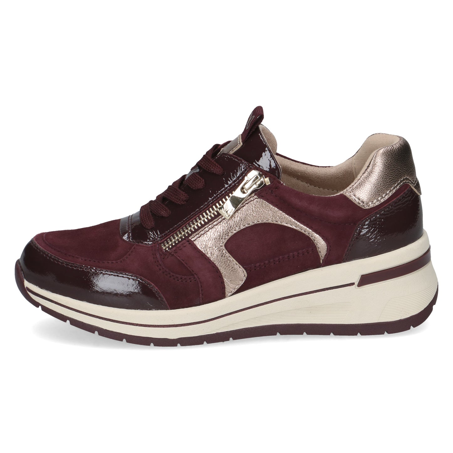 Caprice 9-23300-44 551 Bordeaux Combi H Fit Sneakers with Zip