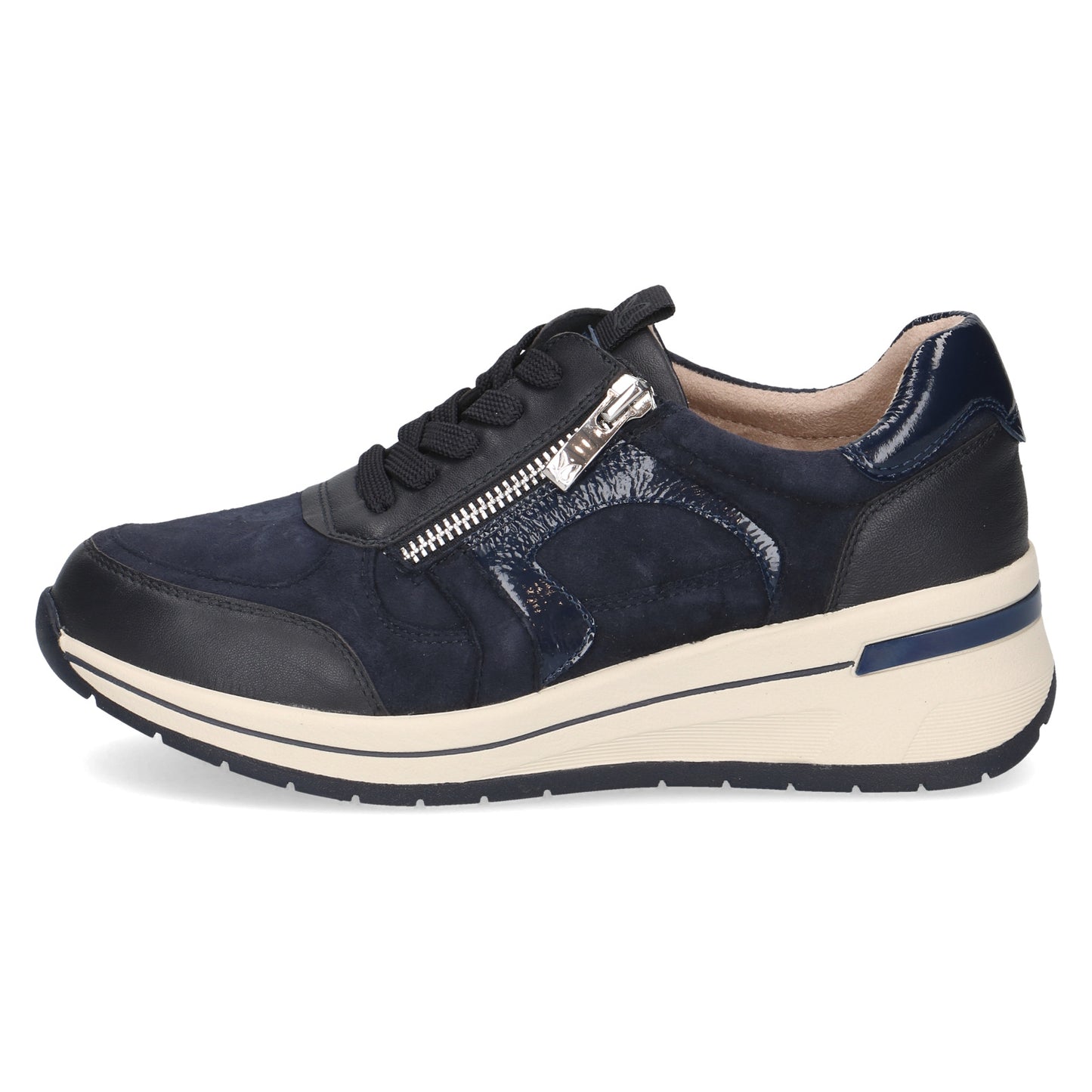 Caprice 9-23300-44 880 Navy Combi H Fit  Sneakers with Zip