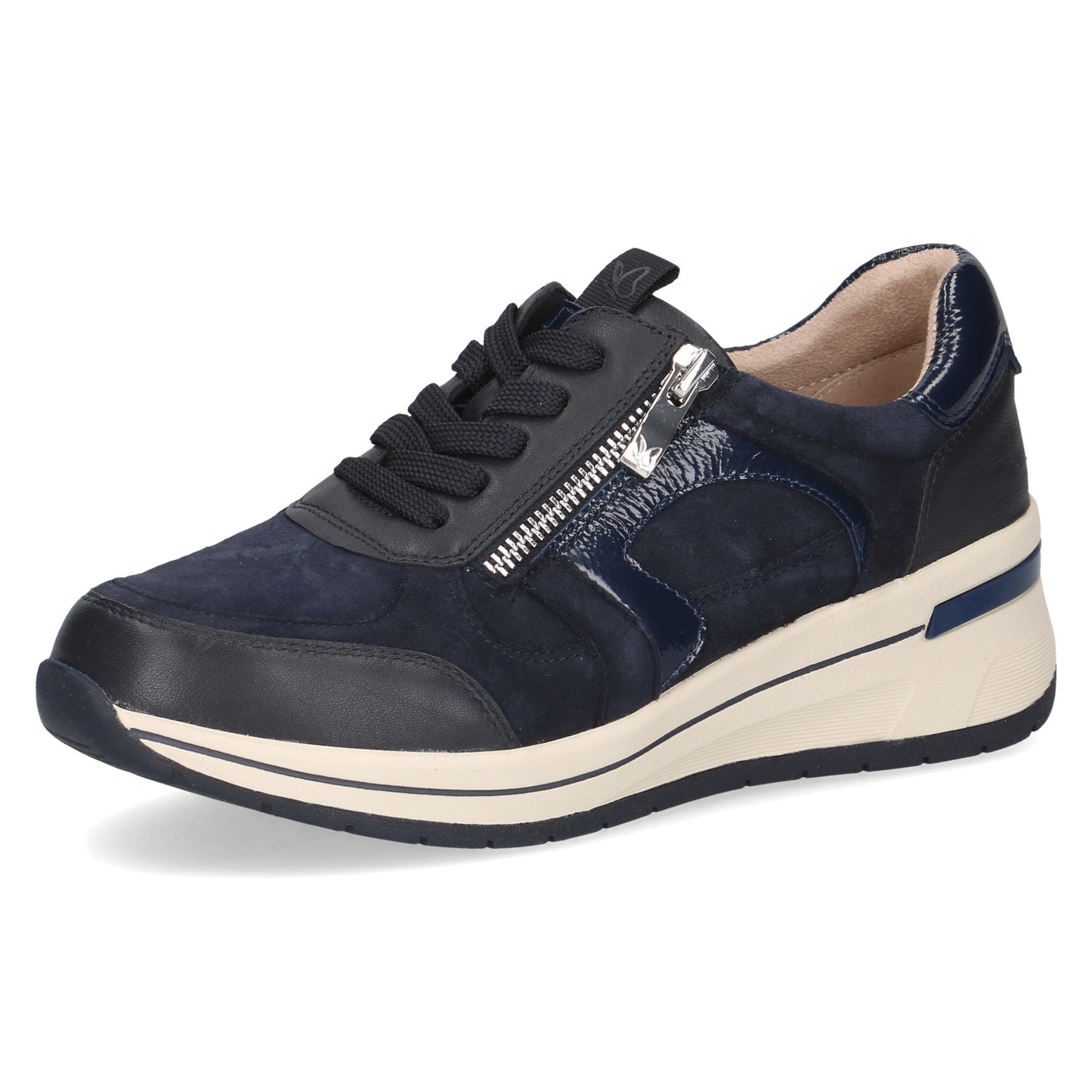 Caprice 9-23300-44 880 Navy Combi H Fit  Sneakers with Zip