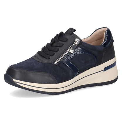 Caprice 9-23300-44 880 Navy Combi H Fit  Sneakers with Zip