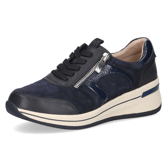 Caprice 9-23300-44 880 Navy Combi H Fit  Sneakers with Zip
