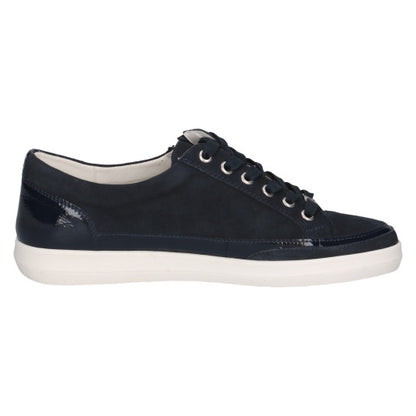 Caprice 9-23706-44-880 Navy Suede & Patent Lace Trainers with Zip