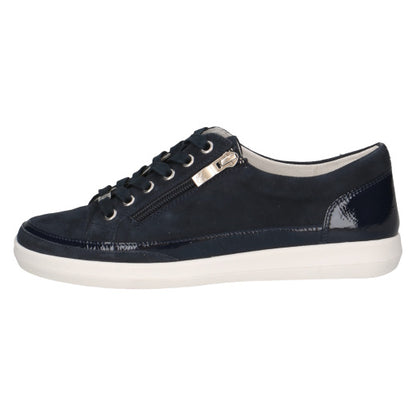 Caprice 9-23706-44-880 Navy Suede & Patent Lace Trainers with Zip