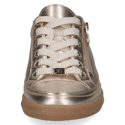 Caprice 9-23706-44-959 Platinum Gold Metallic Lace Trainers with Zip