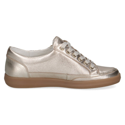Caprice 9-23706-44-959 Platinum Gold Metallic Lace Trainers with Zip
