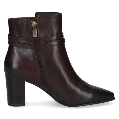 Caprice 9-25317-47 337 Dark Brown Nappa Block Heel Ankle Boots