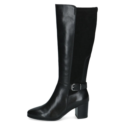 Caprice 9-25504-47 019 Black Combi Long Boots with Block Heel