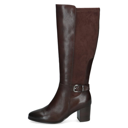 Caprice 9-25504-47 329 Dark Brown Combi Long Boots with Block Heel