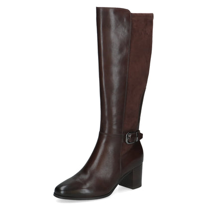 Caprice 9-25504-47 329 Dark Brown Combi Long Boots with Block Heel