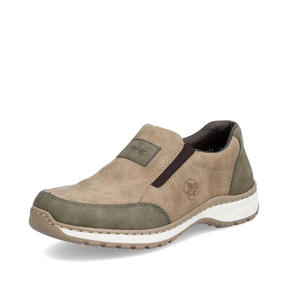 Rieker 03354-64 H Fit Beige Green Trim Slip On Shoes