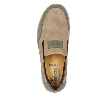 Rieker 03354-64 H Fit Beige Green Trim Slip On Shoes