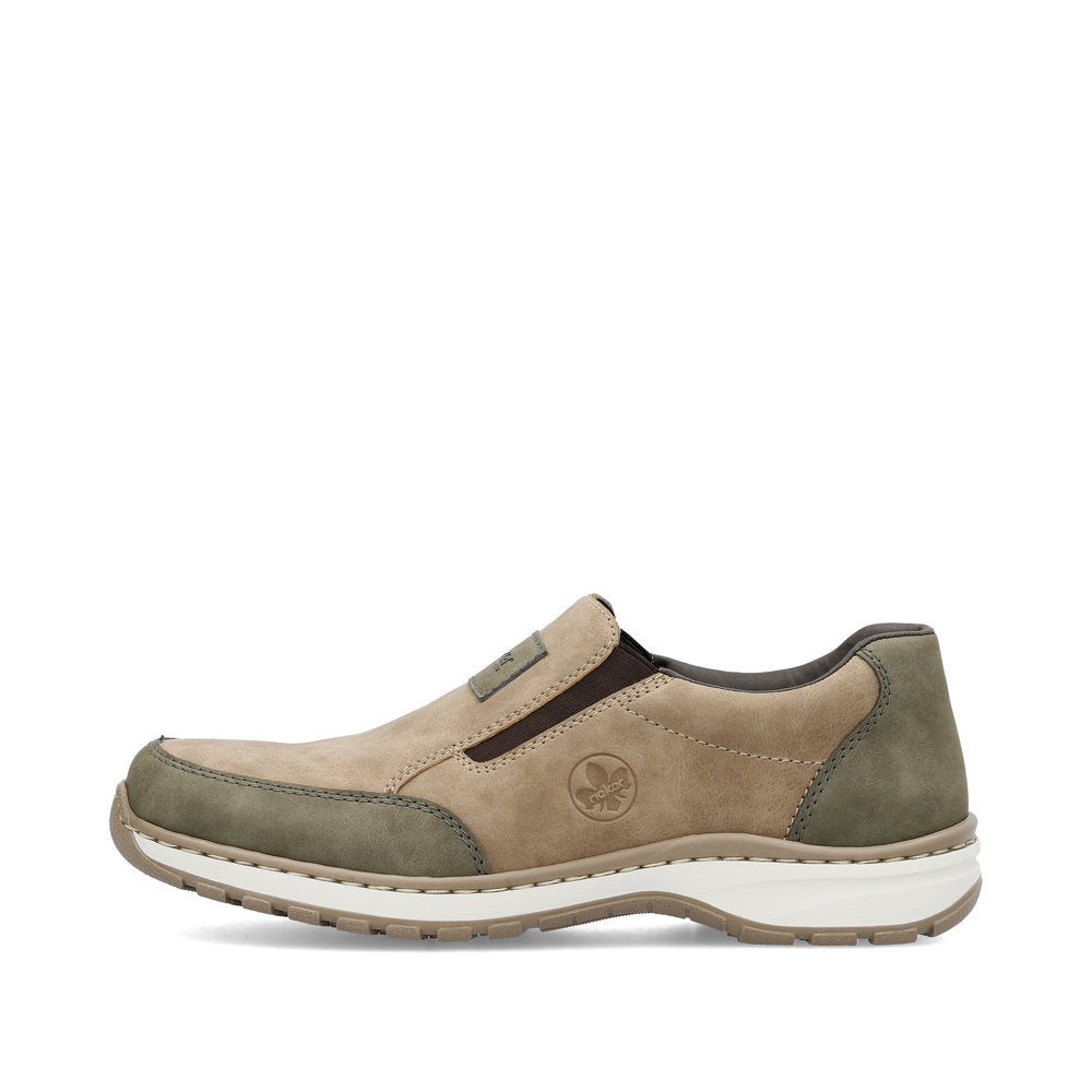 Rieker 03354-64 H Fit Beige Green Trim Slip On Shoes