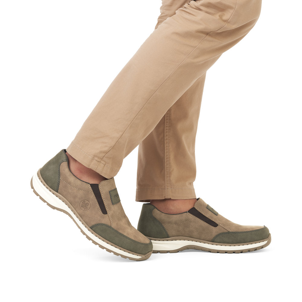 Rieker 03354-64 H Fit Beige Green Trim Slip On Shoes