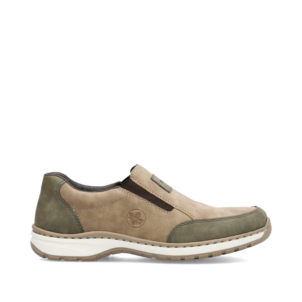 Rieker 03354-64 H Fit Beige Green Trim Slip On Shoes