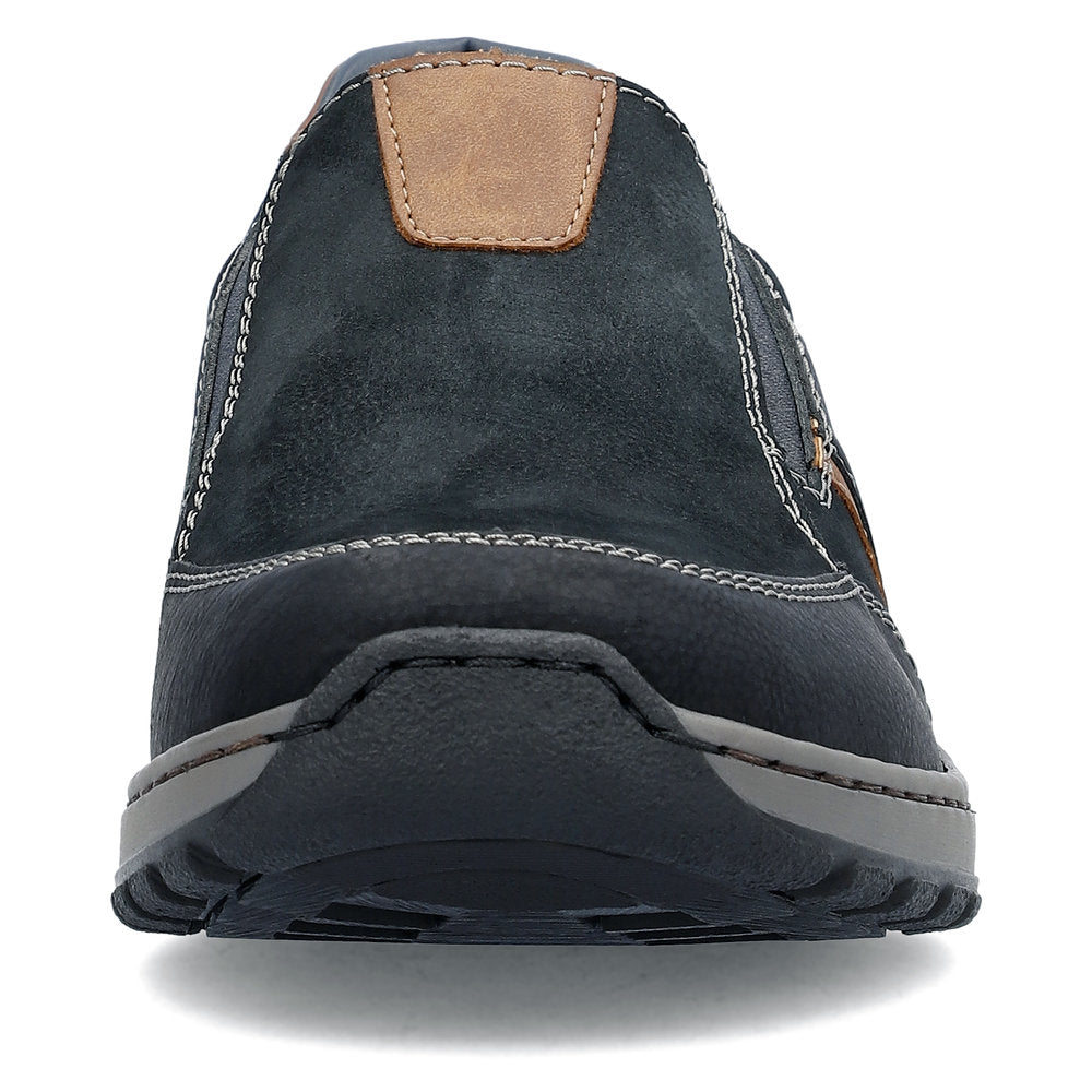 Rieker 03356-15 Navy H Fit Slip On Shoes with Tan Heel