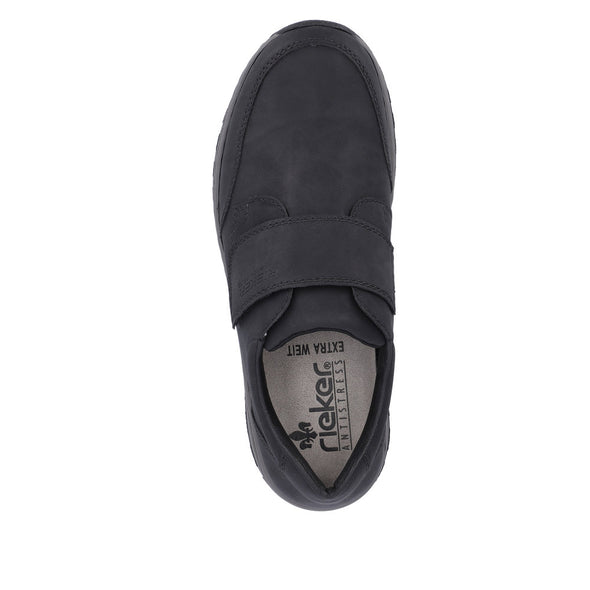 Rieker 03358-00 Black Velcro Nubuck Wide Shoes