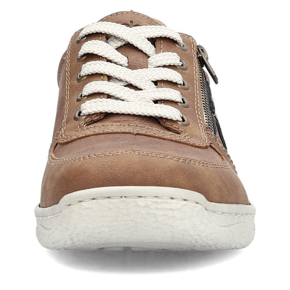 Rieker 03500-24 Tan Brown Combi Lace Shoes with Zip