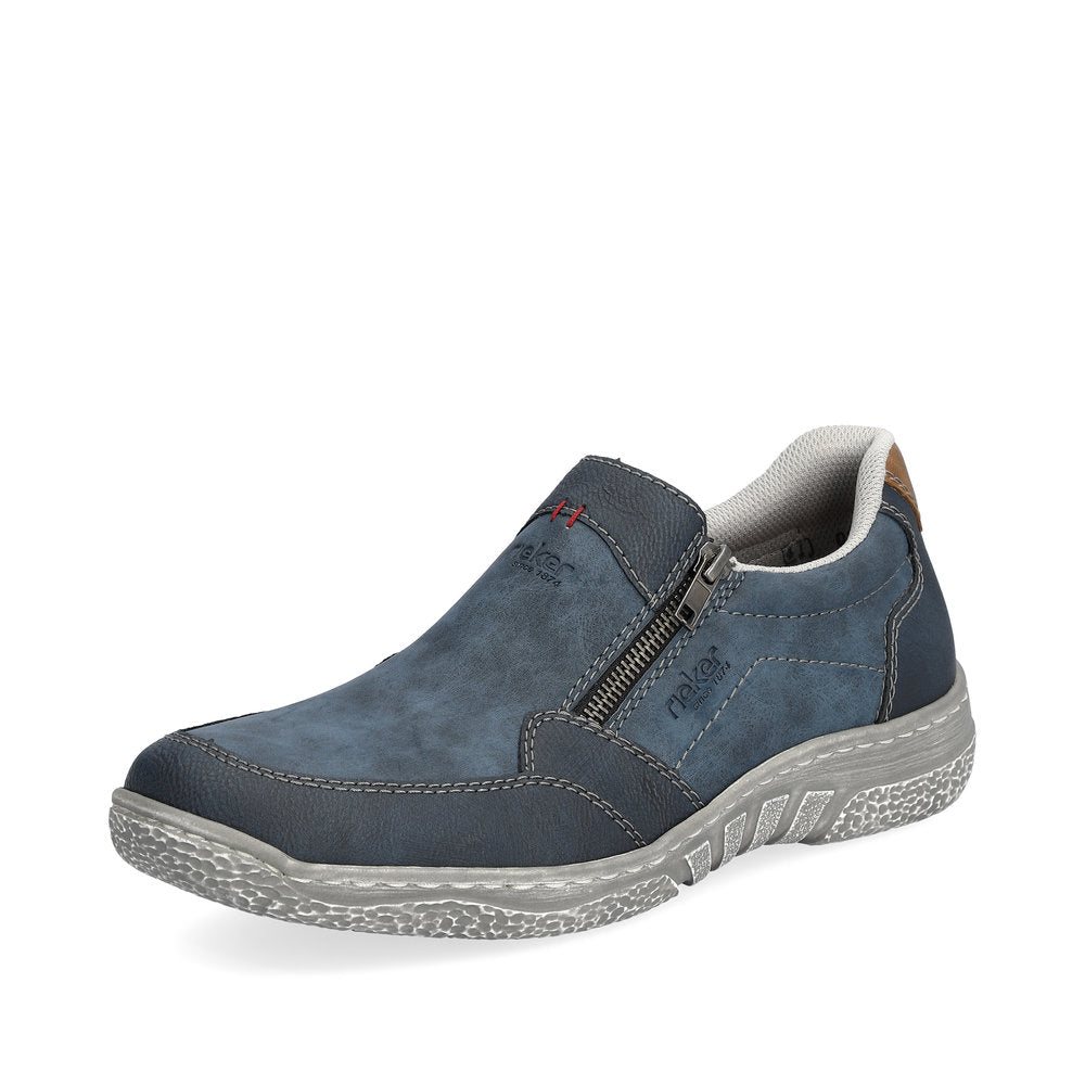 Rieker 03550-14 Blue Denim Casual Shoes with 2 Zips