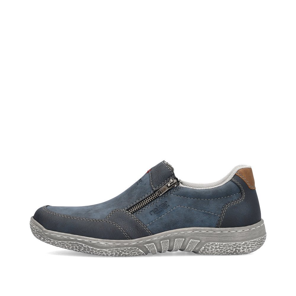 Rieker 03550-14 Blue Denim Casual Shoes with 2 Zips