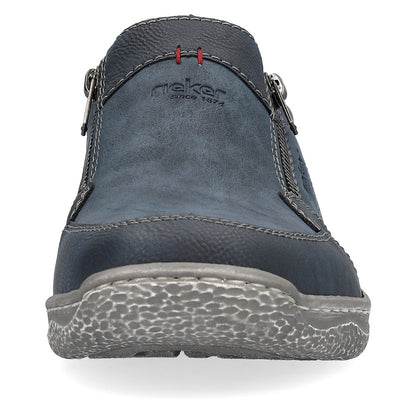 Rieker 03550-14 Blue Denim Casual Shoes with 2 Zips