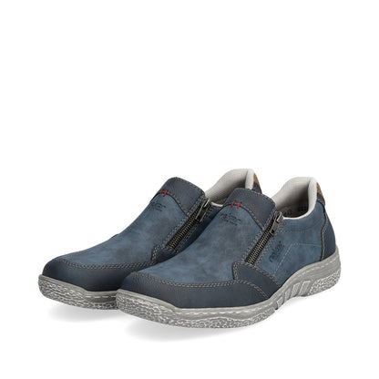 Rieker 03550-14 Blue Denim Casual Shoes with 2 Zips
