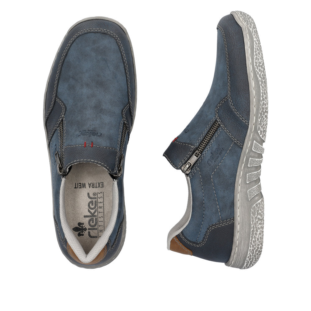 Rieker 03550-14 Blue Denim Casual Shoes with 2 Zips