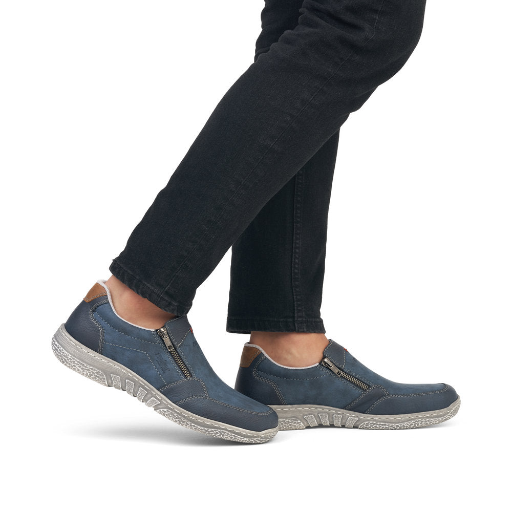 Rieker 03550-14 Blue Denim Casual Shoes with 2 Zips