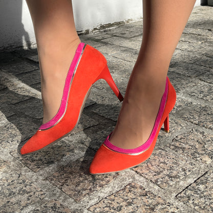 Emis Z8213/F802 Orange/Fuchsia Heels
