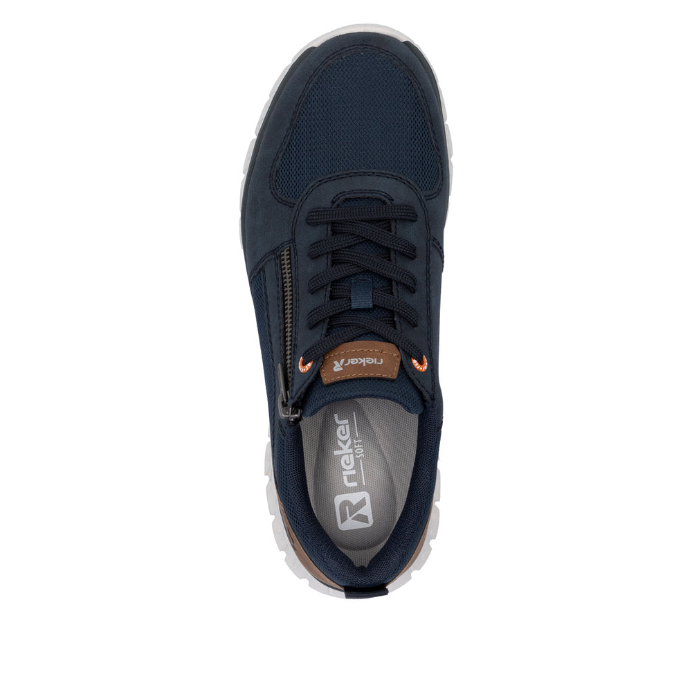 Rieker Soft 04301-14 Navy Blue Shoes with Side Zip & Tan Heel