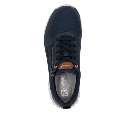 Rieker Soft 04301-14 Navy Blue Shoes with Side Zip & Tan Heel