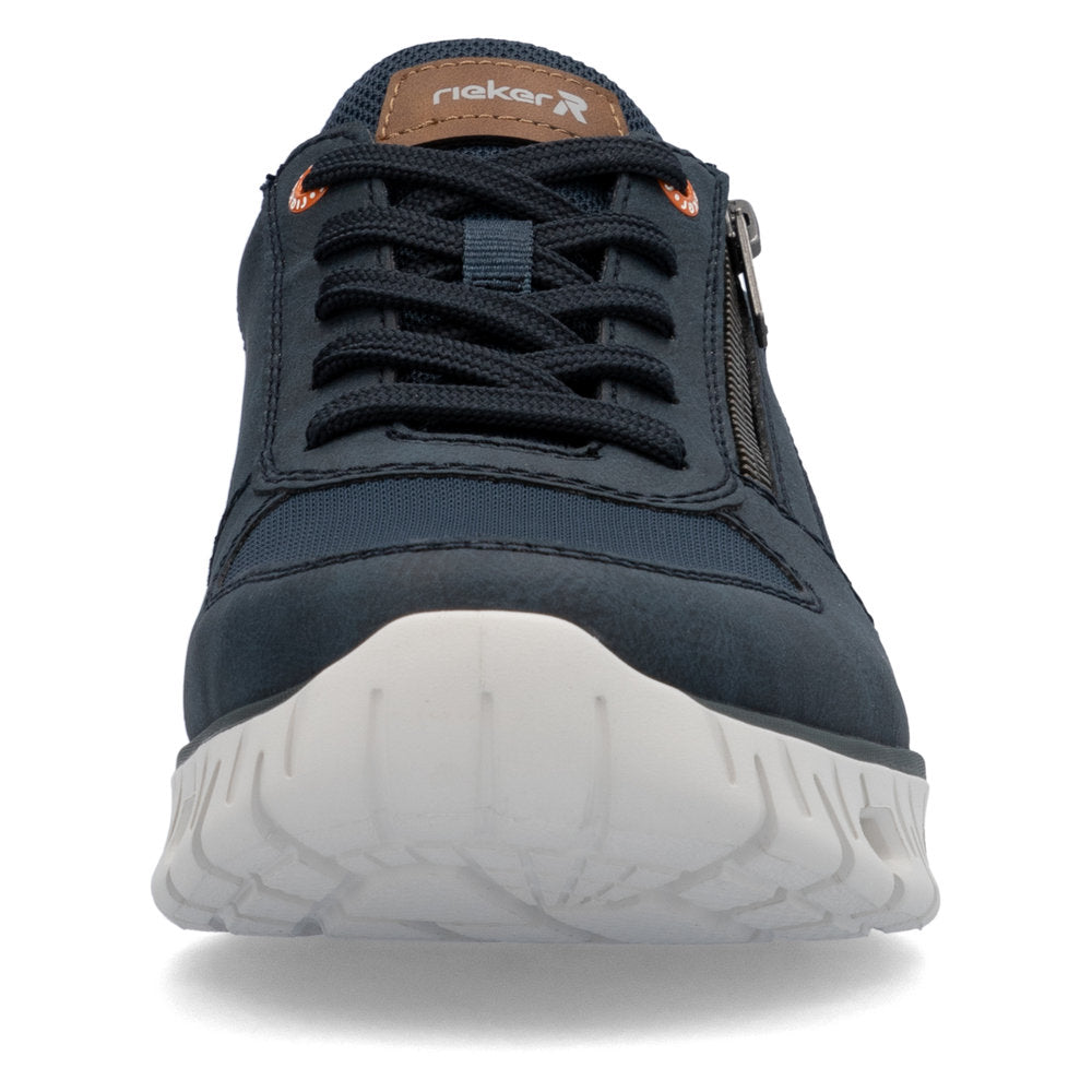 Rieker Soft 04301-14 Navy Blue Shoes with Side Zip & Tan Heel