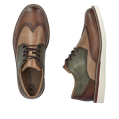Rieker 04504-91 Brown & Green Mix Lace Formal Shoes